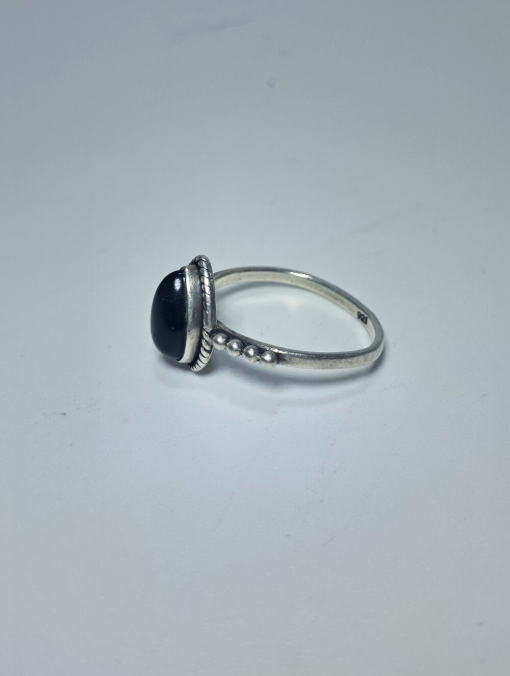 Sterling Silver Black Onyx Teardrop Ring Size 6.5 - Picture 4 of 6